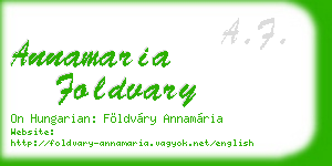 annamaria foldvary business card